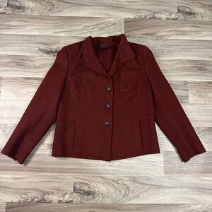 A-K-R-I-S Akris Wool Angora Blend Button Down Patch Pocket Blazer Jacket Size 14